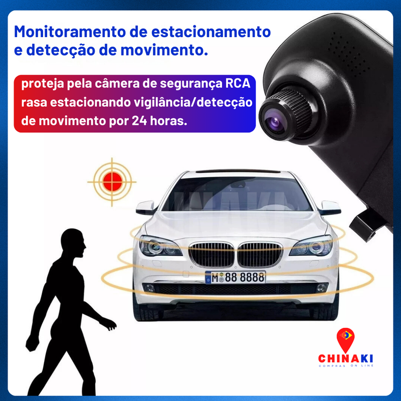 Retrovisor Com Câmeras Ré E Frontal - Dash Cam - Câmera Profissional 32GB HD 1080P ☑️