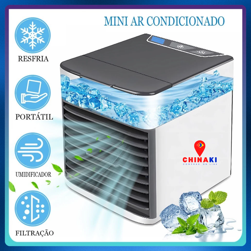 Mantenha-se Fresco e Confortável com o Mini Ar-Condicionado Portátil 3 em 1 – Climatizador, Purificador e Umidificador de Ar! ☑️