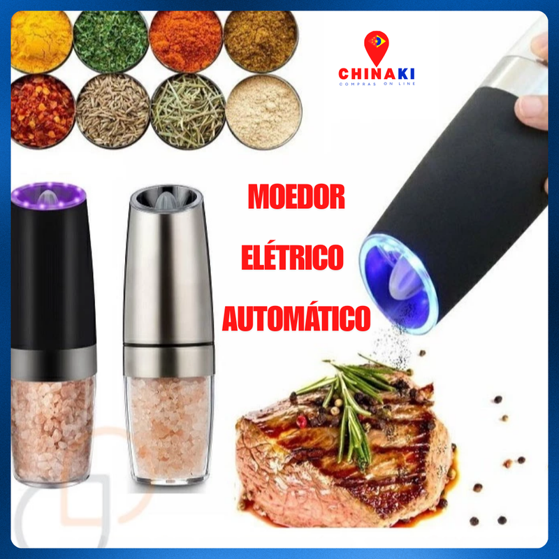 ✨ Transforme sua cozinha em um verdadeiro show de sabores com o Conjunto de Moedores Elétricos de Sal e Pimenta! ☑️