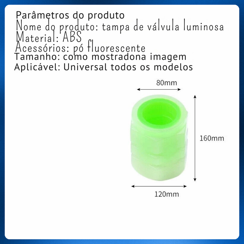 Tampa Fluorescente Luminosa para Válvula de Carro e Motocicleta kit com 4 ☑️