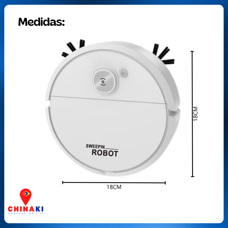 Robô Varredora Aspirador De Pó Automática 3 Em 1 Limpeza Doméstica Inteligente E Silencioso ☑️