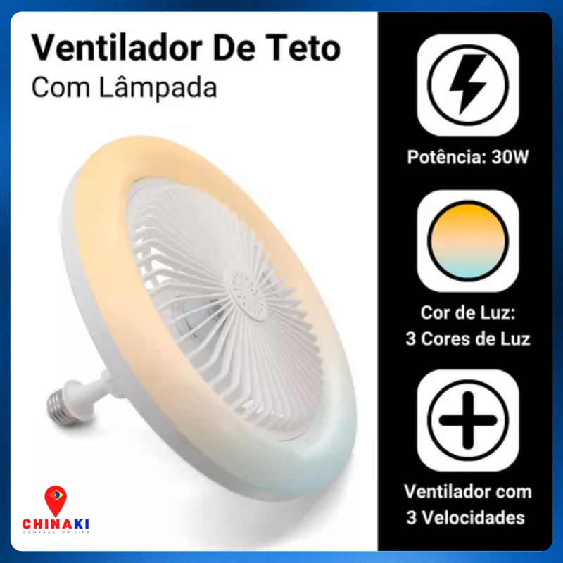 Ventilador de Teto Aromatizante e com Led Lâmpada E27 30w ☑️