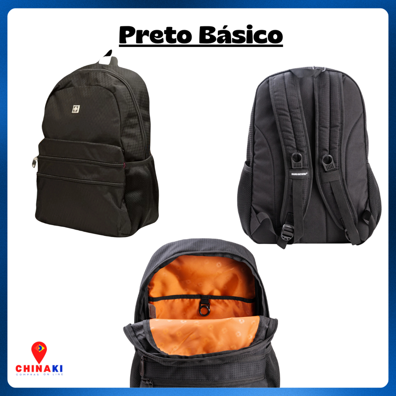 Mochila Suissewin 321546, Preta – Sua Companheira Elegante e Versátil! ☑️